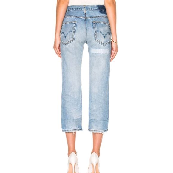 Nili Lotan Franki Patch Jeans Cropped Straight Leg Step Hem Sz 25 (V6 - Picture 2 of 9